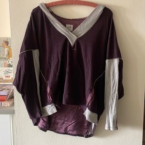 Purple and gray hooded sweatshirt with silk inside from Fred Segal